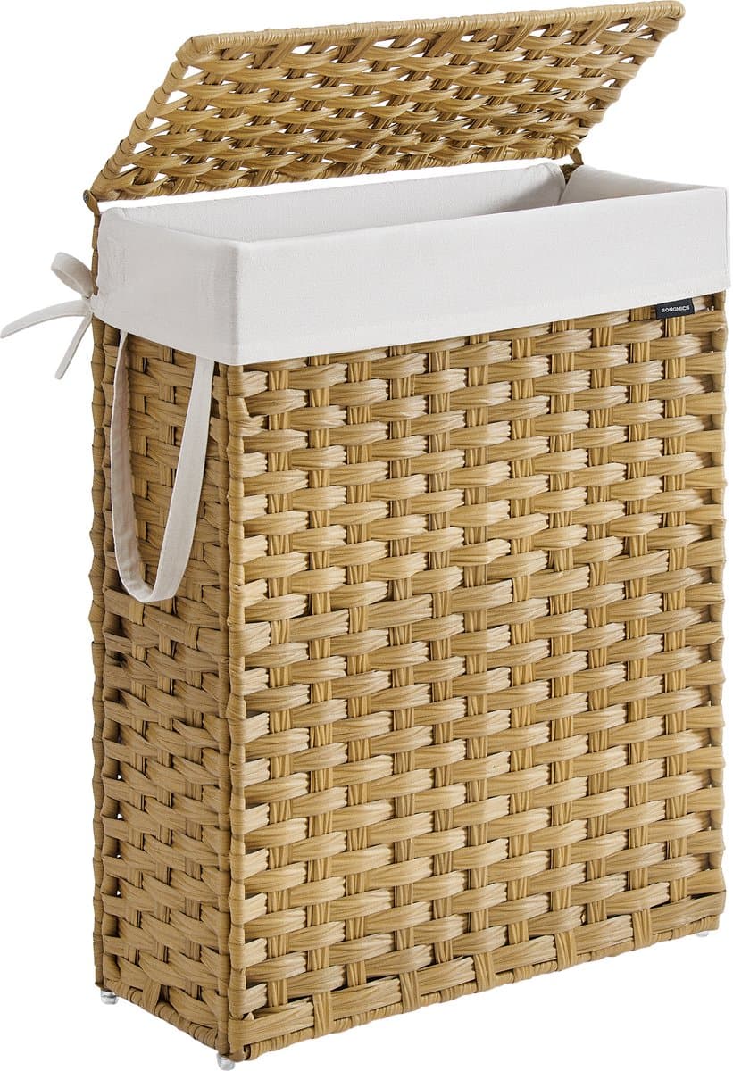 SONGMICS - Wasmand - Wasmand Smal - 55 L - Met Deksel en Handgrepen - Opvouwbaar met Uitneembare Waszak — afbeelding 1
