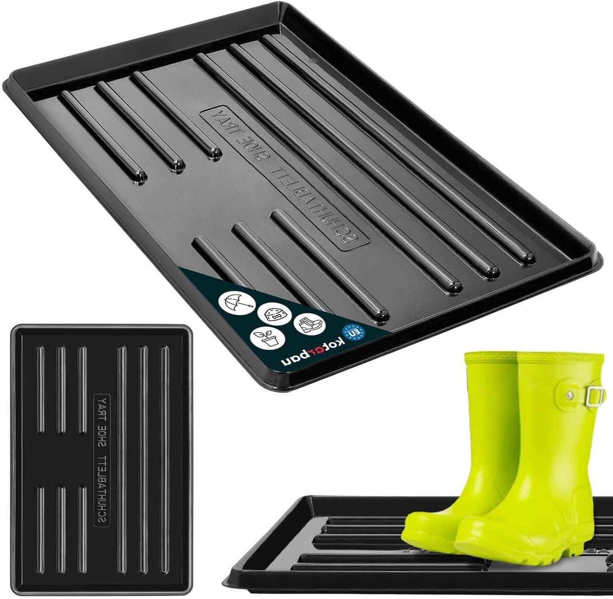 Schoenen lekbak - Schoenendruipbak - Vloer beschermen - Hoge opstaande rand - 60 x 40 cm - Zwart — afbeelding 1