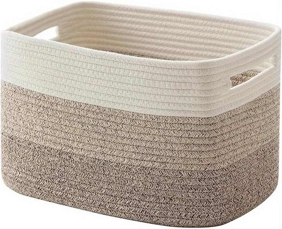 Katoenen Opbergmand 65L - Rechthoekige Wasman - Gevlochten Mand voor Dekens, Speelgoed & Was - 100% Natuurlijk & Veilig - Woonkamer & Babykamer - Bruin — afbeelding 1
