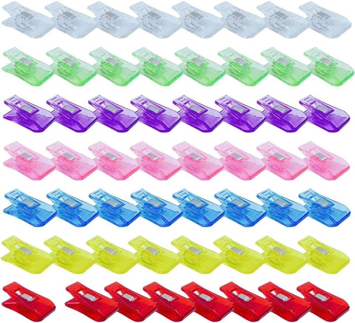Naaiklemmen set - Stofklemmen clips - Stof vasthouden - Vervangt spelden - 56 stuks - 7 kleuren — afbeelding 1