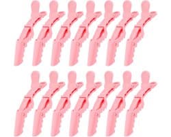 Haarklemmen Set - Alligator Clips - Haar Styling - Professionele Grip - 14 Stuks - Roze