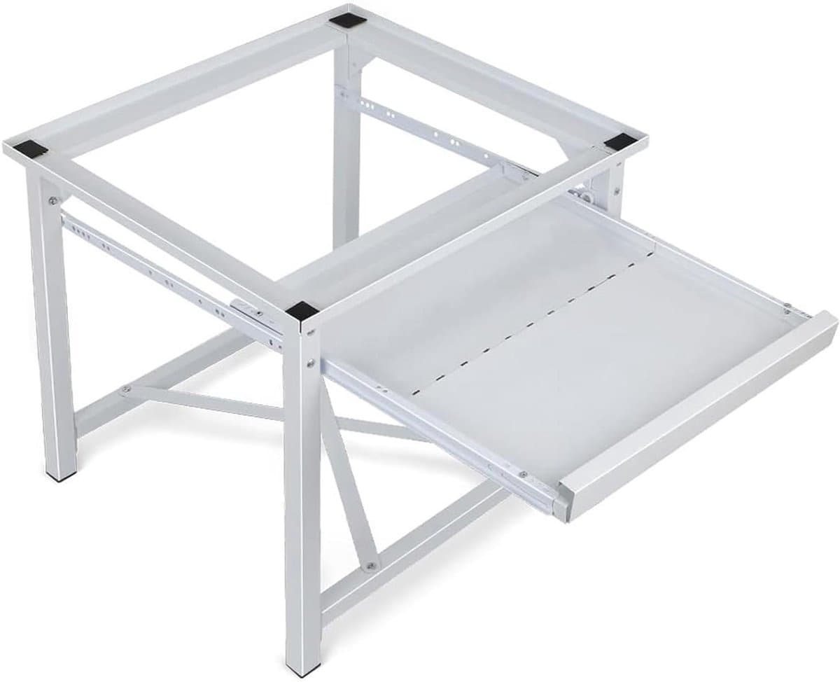 Wasmachine onderstel - Apparaat verhoger - Huishoudelijke taken - Uittrekbare plank - 60x56x52 cm - Wit — afbeelding 1