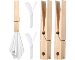 Houten Wasknijpers - Grote Clips - Decoratie Ophangen - Handgemaakt Rustiek - 30 cm - Natuurlijk Hout