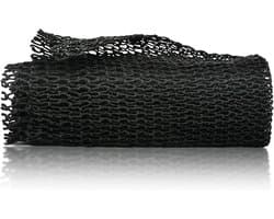 Lange Bad Spons met Knopen, Afrikaanse Wasnet voor Exfoliatie, Rug Scrubber en Huidverzachter tot 160 cm (Zwart)