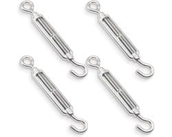 Allecto Plus - Roestvrijstalen Draadkabels 4 Stuks Ogen voor Draadspanner met M4 Haken Trekkoord voor Wasrek - Duurzaam en Praktisch!