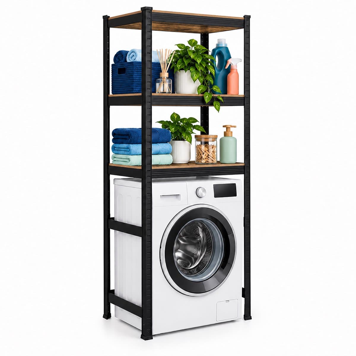 Wasmachine rek - 180x70x40 cm - 600 kg - zwart-bruin — afbeelding 1