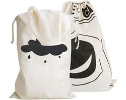 2 Pieces Drawstring Waszakken - 60 x 50 cm - Katoenen Waszak voor Reizen - Vuile Was - Grote Opbergzak voor Kleding - Speelgoed