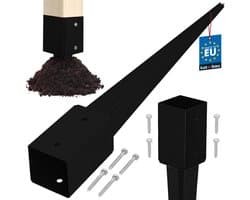 Kotarbau Serie - Stalen Paalbasis - Zwart - Voor Pergola en Prieel - 81 x 81 x 750 mm