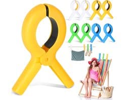8 stuks handdoekklemmen voor strandstoelen, wasknijpers, groot, in 4 kleuren, knijpers voor strandstoelen, handdoekklemmen voor dagelijks wasgoed, badhanddoeken, beddengoed, dikke kleding