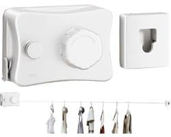 Intrekbare Waslijn - Wandmontage Drooghanger - Kleding Drogen - Ruimtebesparend Ontwerp - 30 cm - Wit