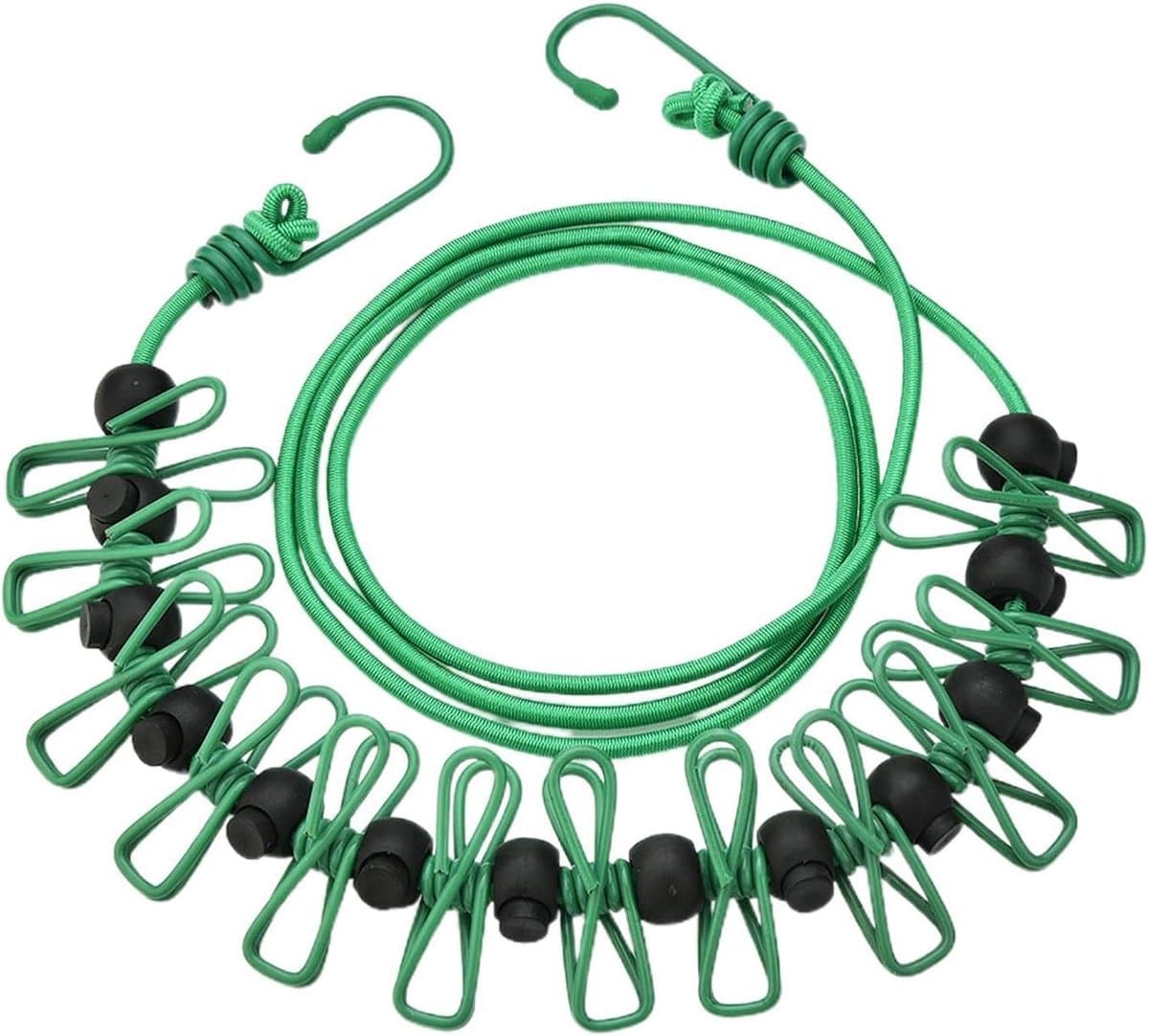 Camping Waslijn - Reis Waslijn - Kleding Drogen - Winddicht Anti-slip - Tot 3.7 Meter - Groen — afbeelding 1