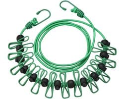 Camping Waslijn - Reis Waslijn - Kleding Drogen - Winddicht Anti-slip - Tot 3.7 Meter - Groen