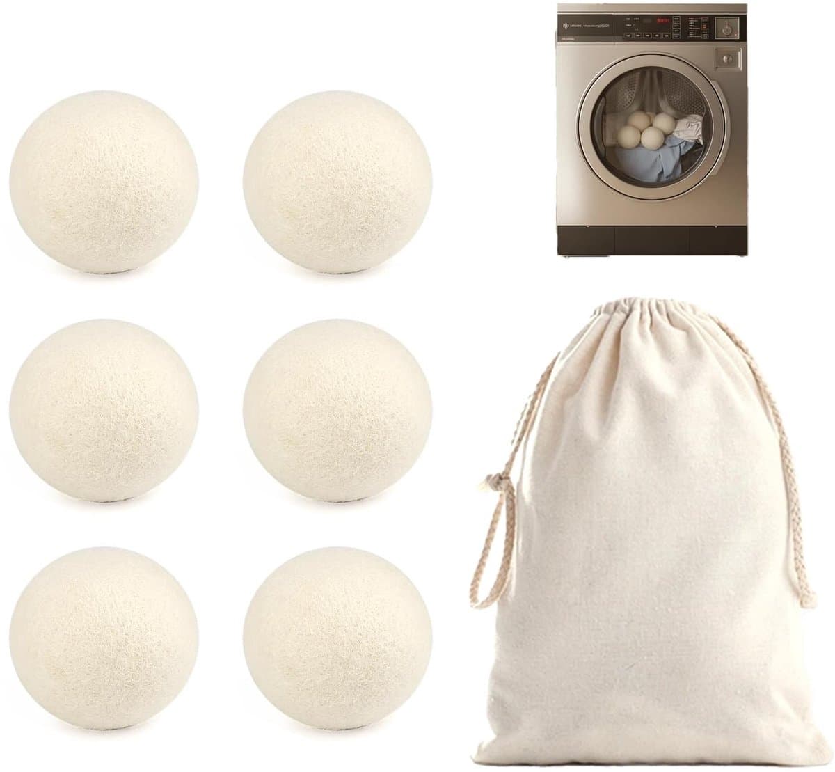 Solidchoice - Set van 6 Ecologische Droogballen van Schapenvilt — afbeelding 1
