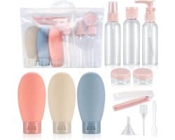 12-delige reisflessenset, 60 ml reisflessen en -containers | lege hervulbare knijpflessencontainers, samendrukbare reisflessenset voor reistoiletartikelen, shampoo, conditioner