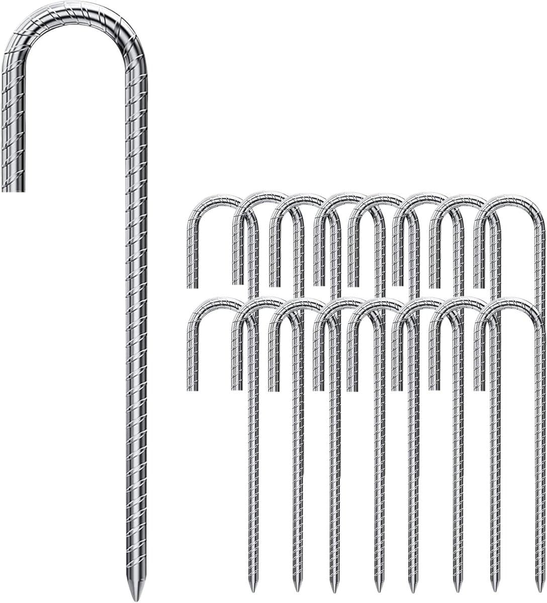 16-delige Grondankers 30cm J-Type Gegalvaniseerd Staal voor Tent, Camping en Trampoline - Ideaal voor Stabiliteit en Ondersteuning — afbeelding 1