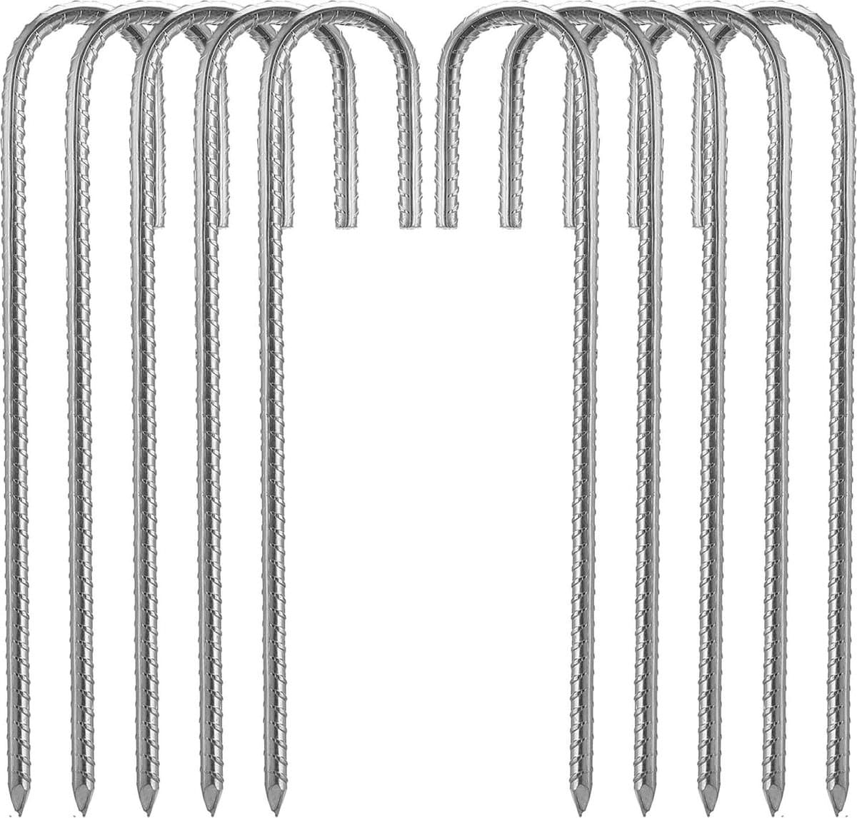 Heavy Duty Trampoline Tenten Anker Grond Pinnen - Gegalvaniseerd Staal Roestvrije J Haak Wapening Stakes - Trampolines Kamp Tuin Schuur Schuur Schommelingen - 12 inch Beitel Point End — afbeelding 1
