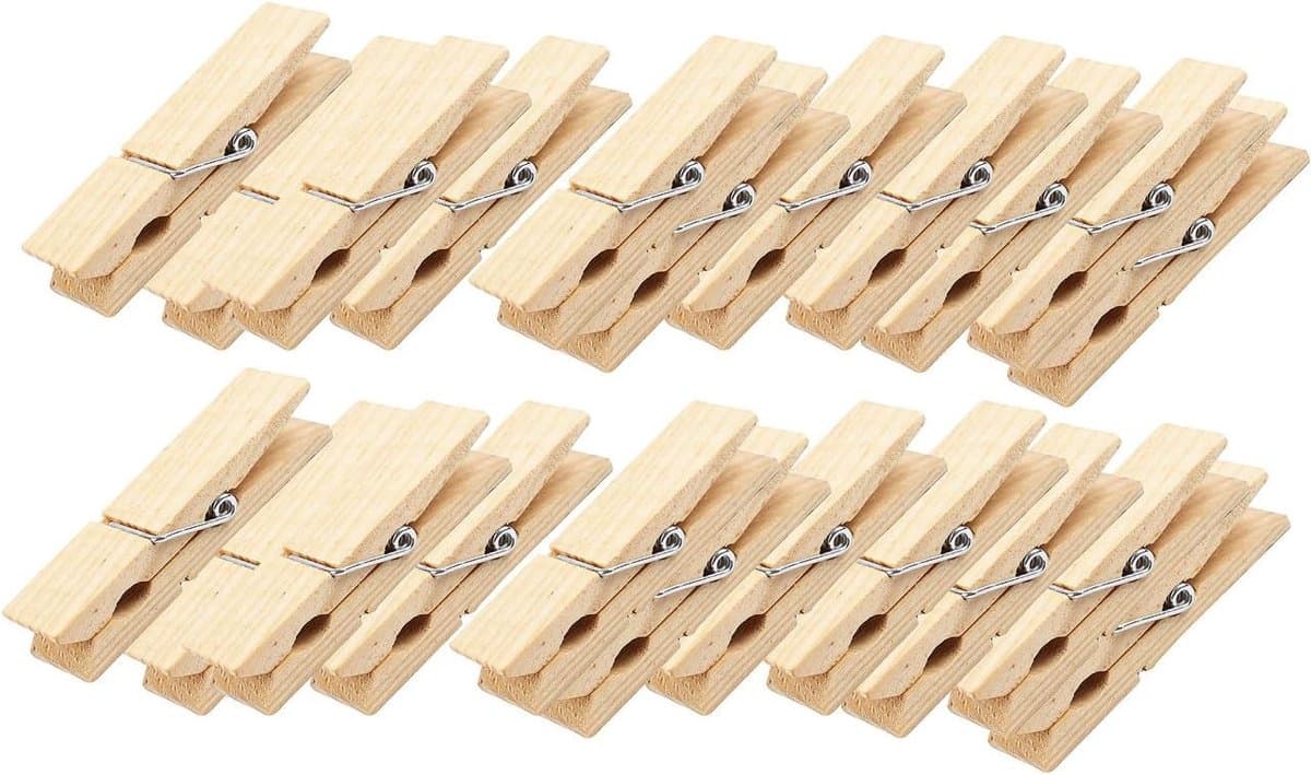 Houten wasknijpers 24 stuks, bruin, naturel - Decoratieve knutselaccessoires — afbeelding 1