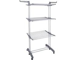 Inklapbaar Droogrek Tower - Mobiel Wastoren van Roestvrijstaal met 6 Vleugels - 75 x 64 x 170 cm