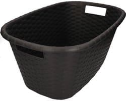 Kunststof wasmand - zwart - 35 liter - 60 x 40 x 25 cm - manden voor wasgoed