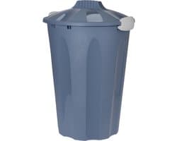 Bellatio Wasmand - kunststof - blauw - deksel - 40 liter - Wasmanden/wasgoedmanden - Huishouden