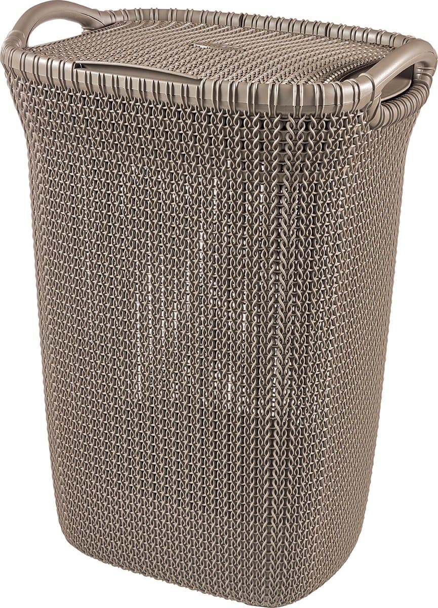 Curver Knit Wasmand met deksel - 57L - Bruin — afbeelding 1