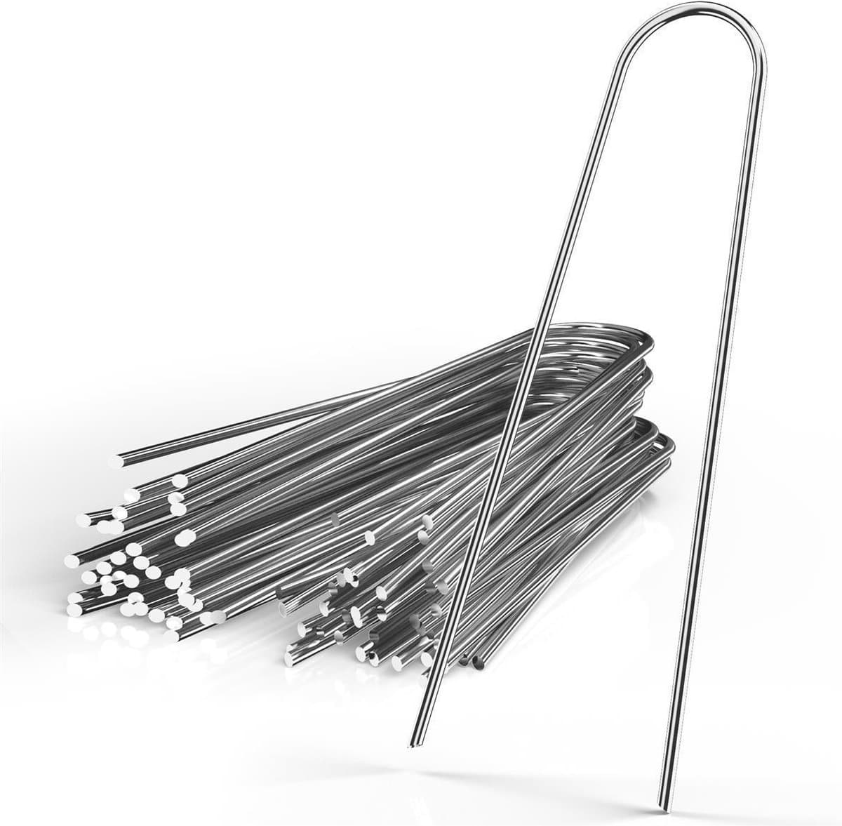 Intirilife 100 x grondanker 150 x 25 x 2,9 mm gemaakt van gegalvaniseerd roestvrij staal - onkruidvlies bevestiging grondnagel weerhaak — afbeelding 1