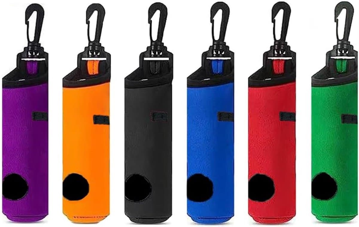 Compacte Waszak voor Golfballen - 6 Stuks Waterdichte Schoonmaakzakken voor Golfballen, Inclusief Clip en Opbergpouch voor Golfaccessoires, Ideaal voor Spelers en Cadeaus — afbeelding 1