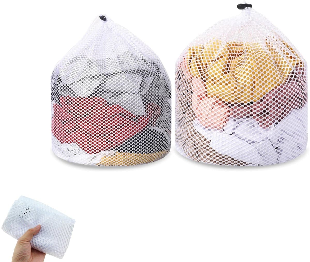 2 stuks - waszak - Waszak van mesh - Machinewasbare waszak - Draagbare waszak van mesh voor op reis - Kledingopbergtas met trekkoord - Kledingopbergtas - Opbergtas voor strandspullen - Geschikt voor thuis, studentenkamers, hotels en op reis — afbeelding 1