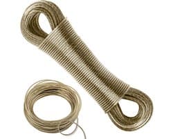 Wasknijperlijn Staalkern - Waslijn Touw - Buiten Wassen - Extra Sterk 120kg - 20 Meter - Grijs