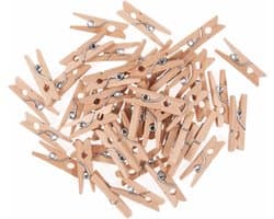 Mini Houten Knijpers - Kleine Waslijntjes - Knutselen en Decoratie - Natuurlijke Houtafwerking - 25mm 60 Stuks - Natuurlijk