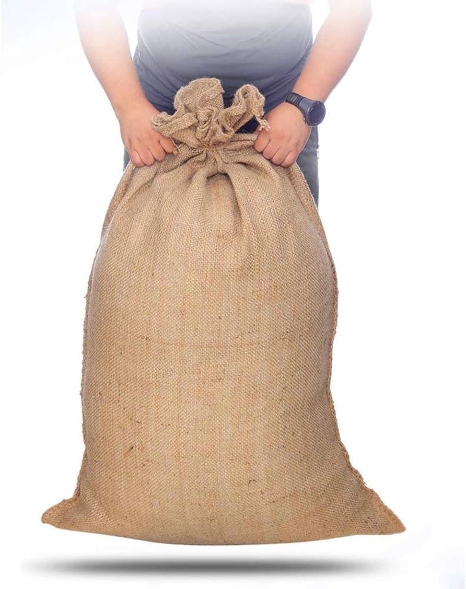 Jute Opbergzakken - Hessische zakken - Groenten Opslag - Scheurbestendig Herbruikbaar - 100x60cm - Natuurlijk — afbeelding 1