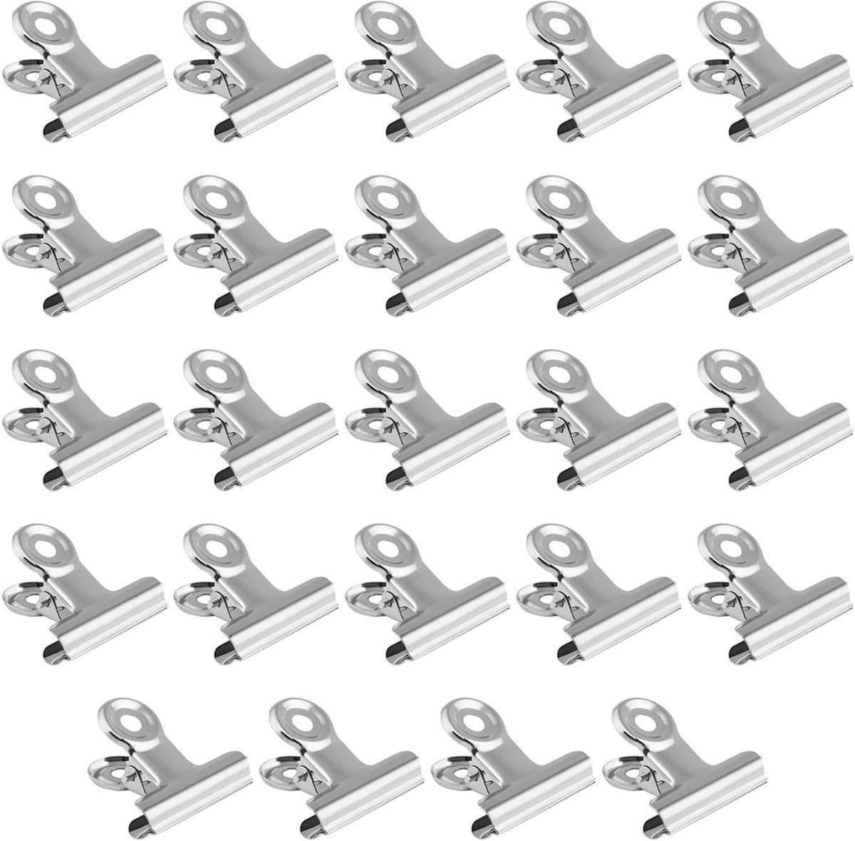 24 Stuks - Knijpers - Metalen Bulldog Klemmen - 30mm - Zilver - Bulldog Clip - Sterke Papierklemmen - Mini Foto Clips - Ophangbaar Clip - Fotoclips - Voor Wandrekken, Wanddecoratie, Thuis en Kantoor — afbeelding 1