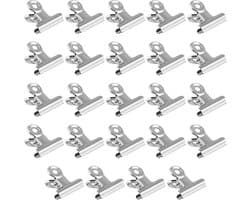 24 Stuks - Knijpers - Metalen Bulldog Klemmen - 30mm - Zilver - Bulldog Clip - Sterke Papierklemmen - Mini Foto Clips - Ophangbaar Clip - Fotoclips - Voor Wandrekken, Wanddecoratie, Thuis en Kantoor