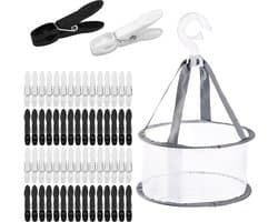 Dailygoods- Wasknijpers Set van 60 - Antislip Kunststof Wasknijpers - Wasknijpermandje - Windbestendige Wasknijpers - Beschermt Kleding - Afmetingen 7,3 x 2,5 cm - Wasknijperset