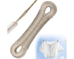 Dailygoods- Waslijn 50m Extra Sterk - Waslijn Uittrekbaar - Wasdraad met Stalen Kern - Wasdraad Buiten - Waslijn Camping - Draagvermogen 120kg
