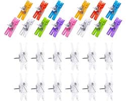 Houten Punaises Clips - Mini Knijpers - Foto's Bevestigen - Met Veerclip - 2 Dozen - Niet Gespecificeerd