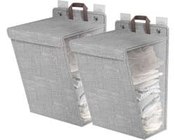 Vouwbare Wasmand met Deksel en Handvatten, Ruimtebesparende Wasmand, Grote Capaciteit voor Badkamer, Keuken en Slaapkamer, Set van 2 Stuks