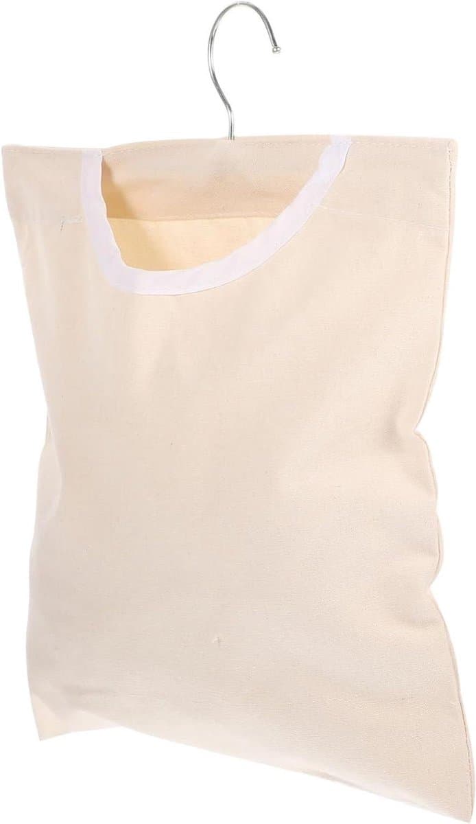 Opbergtas Wasknijpers - Knikkerzakje Huishouden - Wasknijpers Opbergen - Met Draaibare Haak - 32x27CM - Beige — afbeelding 1