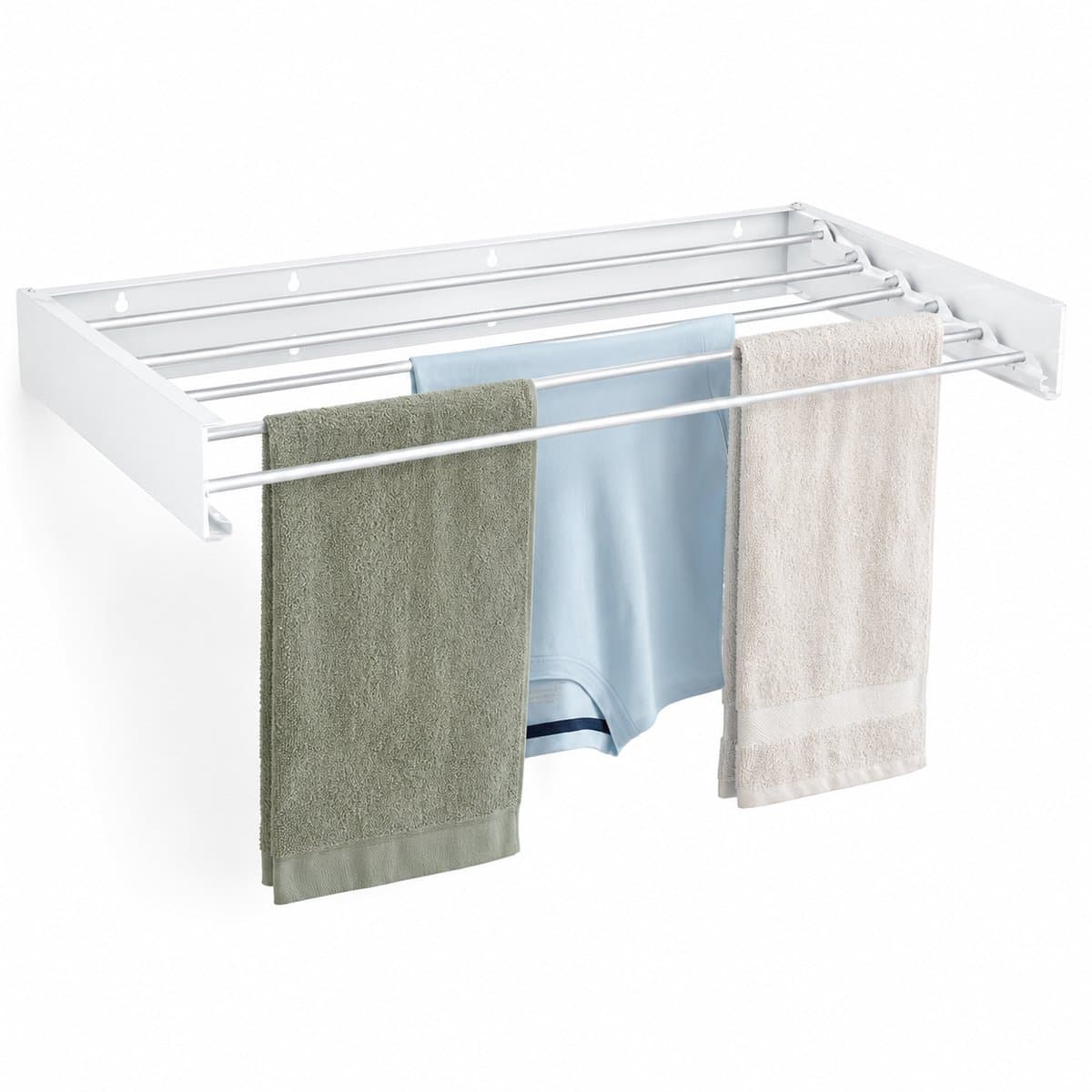Home&Garden Wanddroogrek Inklapbaar 100 cm Wit - 6 Meter Drooglengte - Wasrek Hangend - Wandmontage voor Binnen en Buiten — afbeelding 1
