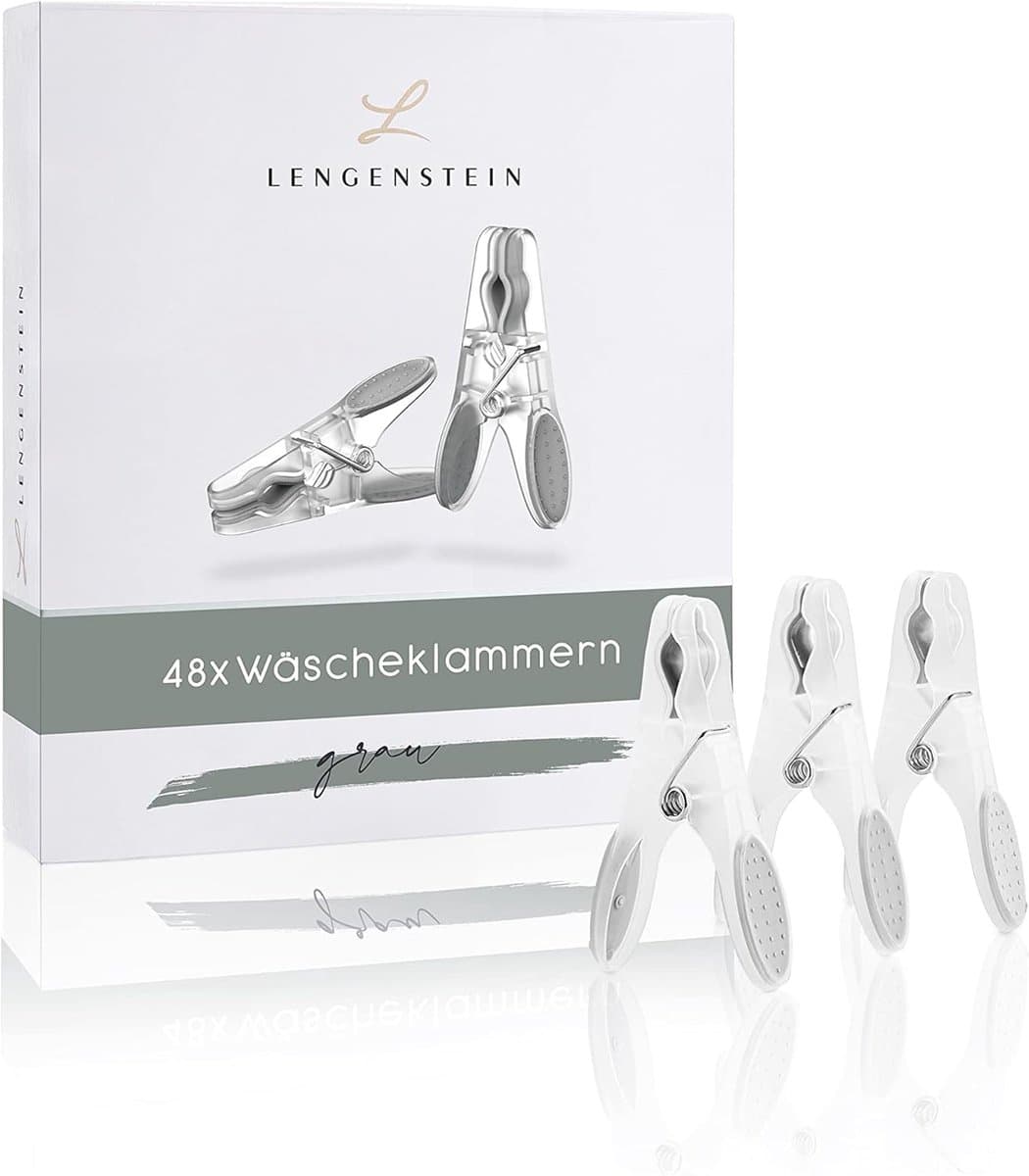 Wasknijpers Set - Kledinghangers - Was Ophangen - Zachte Grip - 48 Stuks - Grijs — afbeelding 1