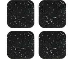 Schokabsorberende pads - 4 Stuks - Wasmachine trillingsdemper - Rubber - Geluidsisolerende mat voor wasmachine - Geluidsisolatiemat - Antislip - Beschermende loopbandmat - Voor wasmachines en fitnessapparatuur - 10x10x1cm - Zwart/Wit