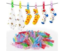 Allecto - Mini Transparante Clips - Perfect voor Foto's Hangen - 110 Stuks - Meerkleurig - Ideaal voor DIY Decoratie - Kunststof Klemmen voor Creat...