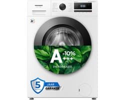Heinner HWM-HME9014IVA10+++ Wasmachine - 9 kg - 1400 tpm - Energieklasse A-10% - Stoomfunctie met Allergy Care & Baby Care - 15 Programma’s - Quick Wash 15 min - Inverter Motor - Wit - 5 Jaar Garantie