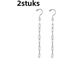 2-struks - Waslijn - kledinghangers - Lange lus waslijn - Dikke kledingketting - Roestvrij staal - Geschikt voor garderobekastopberging Multifunctionele kledinghaak - 50cm - Zilver — afbeelding 1