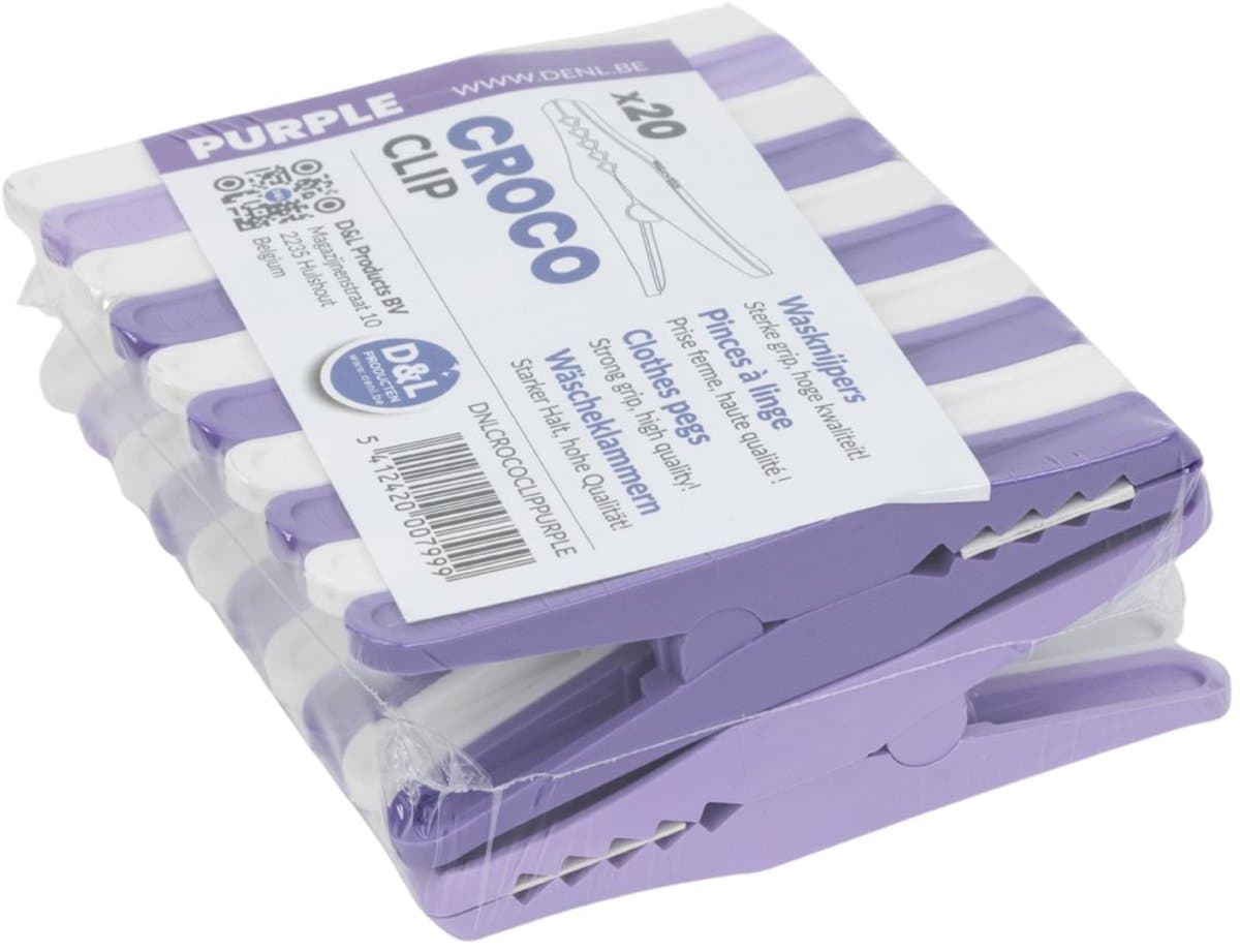 D&L Croco Wasklemmen | Wasknijpers - 20 Stuks - Lila — afbeelding 1