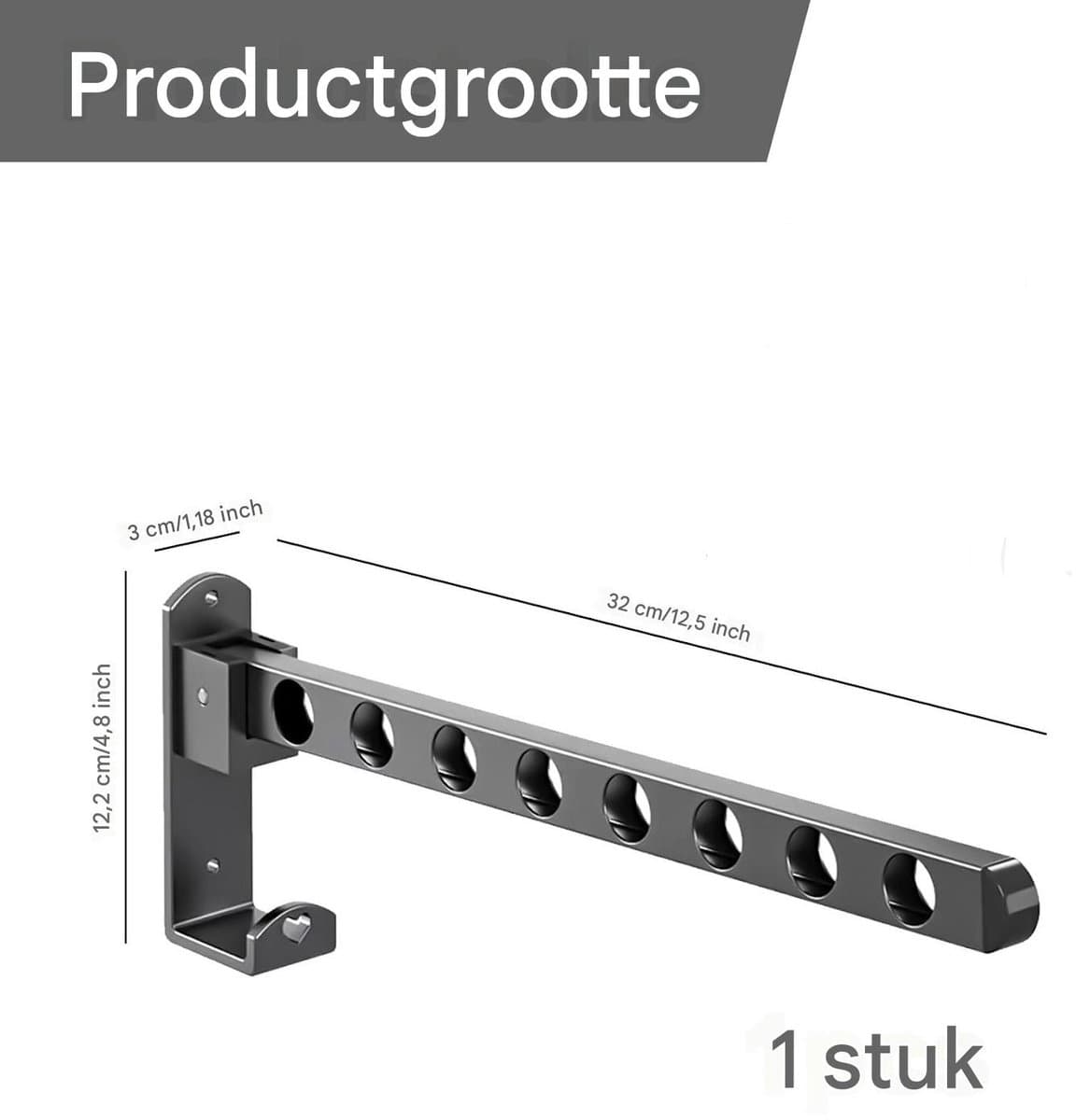 Ynkkvre-Opvouwbare Kledinghaak – Roestvrij Staal – Max. 7 kg – Klapbaar, Waterbestendig en Duurzaam – Voor Badkamer, Keuken en Balkon — afbeelding 1