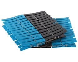 Wasknijpers - 144x stuks - kunststof - blauw/grijs - knijpers - was ophangen
