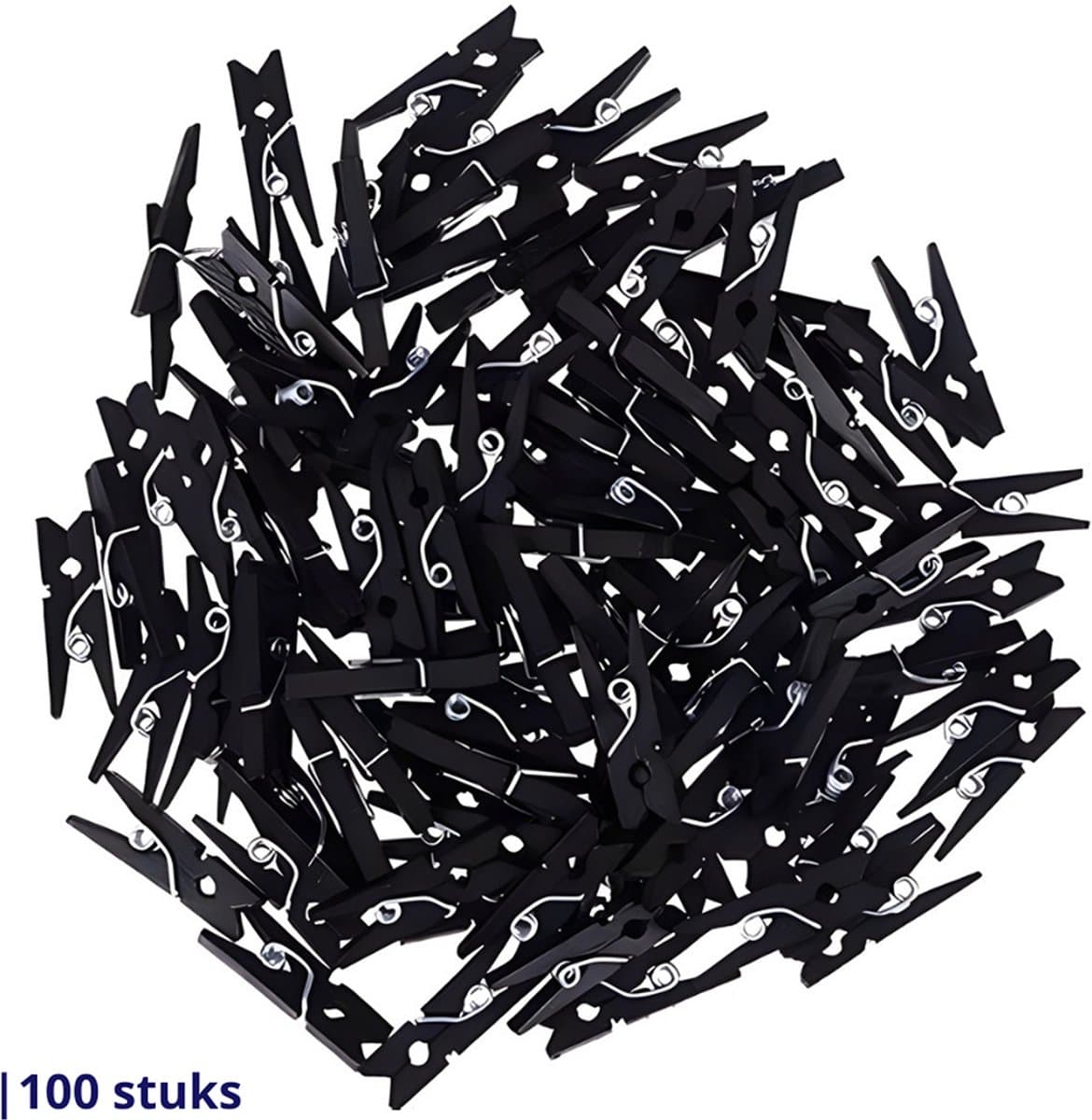Knaak Mini Wasknijpers Zwart - Set van 100 Stuks - 2.5 cm - Houten Knijpers - Voor Decoratie & DIY — afbeelding 1