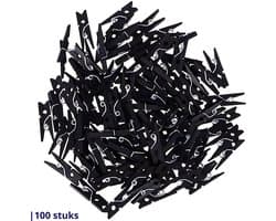 Knaak Mini Wasknijpers Zwart - Set van 100 Stuks - 2.5 cm - Houten Knijpers - Voor Decoratie & DIY — afbeelding 1