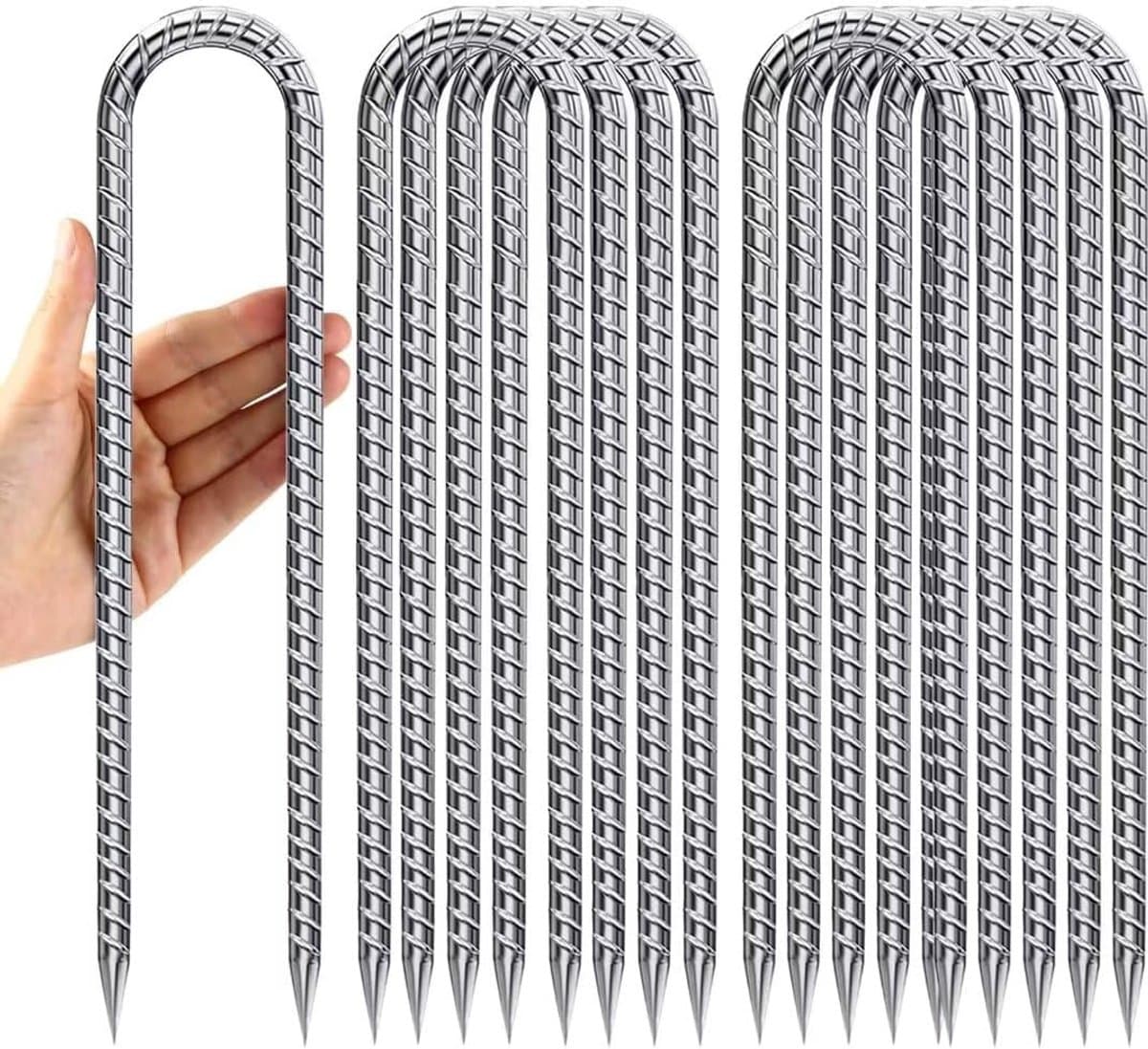 Grondankers - Tentpennen Haringen - Kamperen Tuinieren - Verzinkte Coating - 30 cm Lengte - Zilver — afbeelding 1